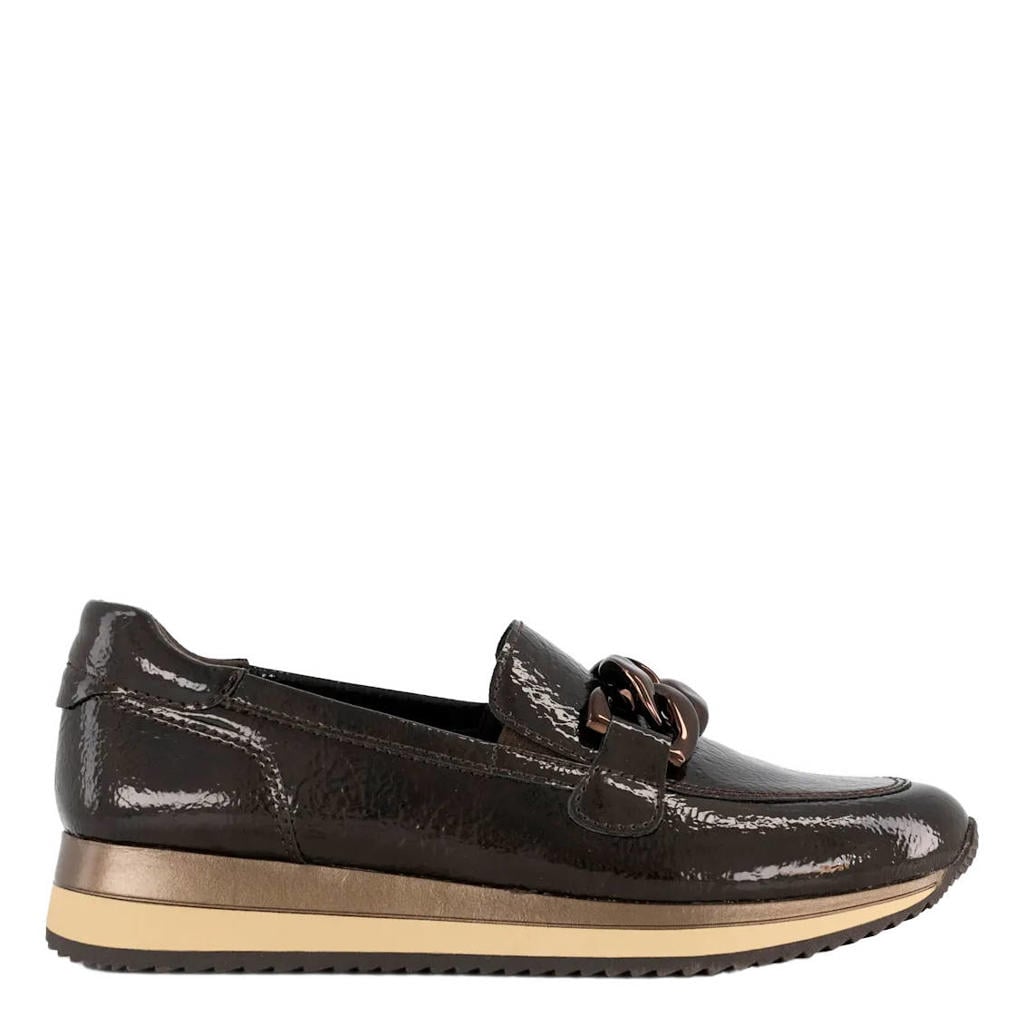 Bruine dames Easy Street lakleren instappers - van imitatie leer/textiel/rubber