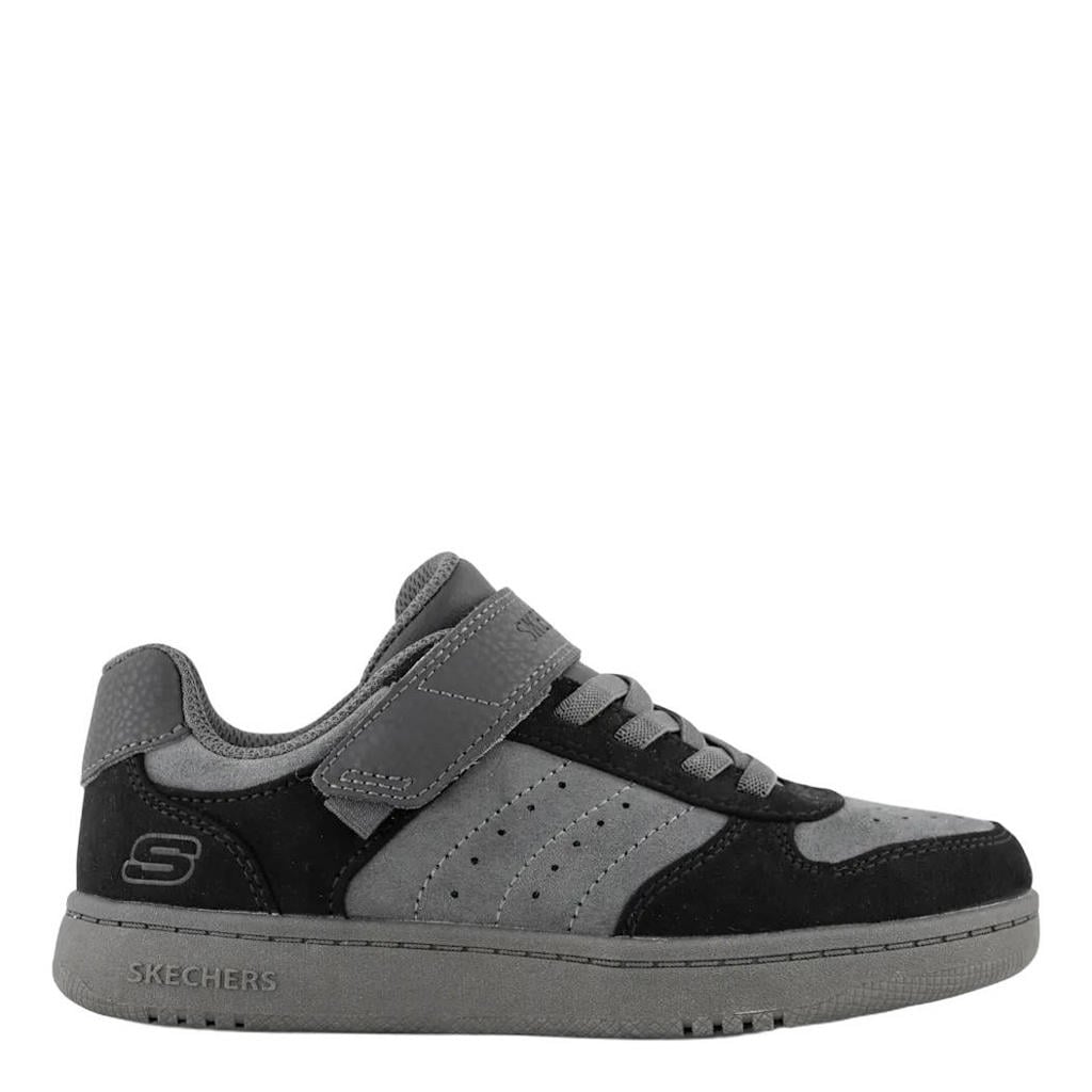 Grijze jongens en meisjes Skechers suèdelook sneakers - met elastische veter- met klittenbandsluiting