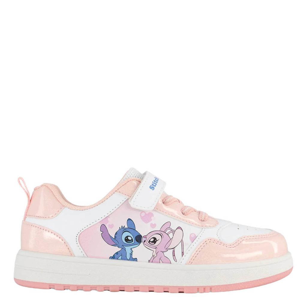 Roze en witte meisjes Stitch sneakers - van imitatieleer