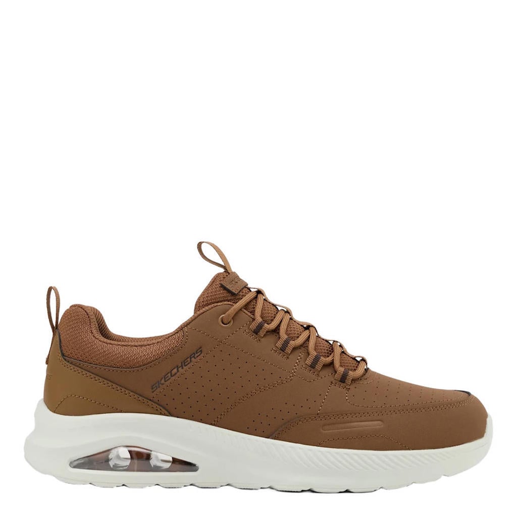 Bruine heren Skechers Con-Air sneakers - van imitatieleer met elastische veters