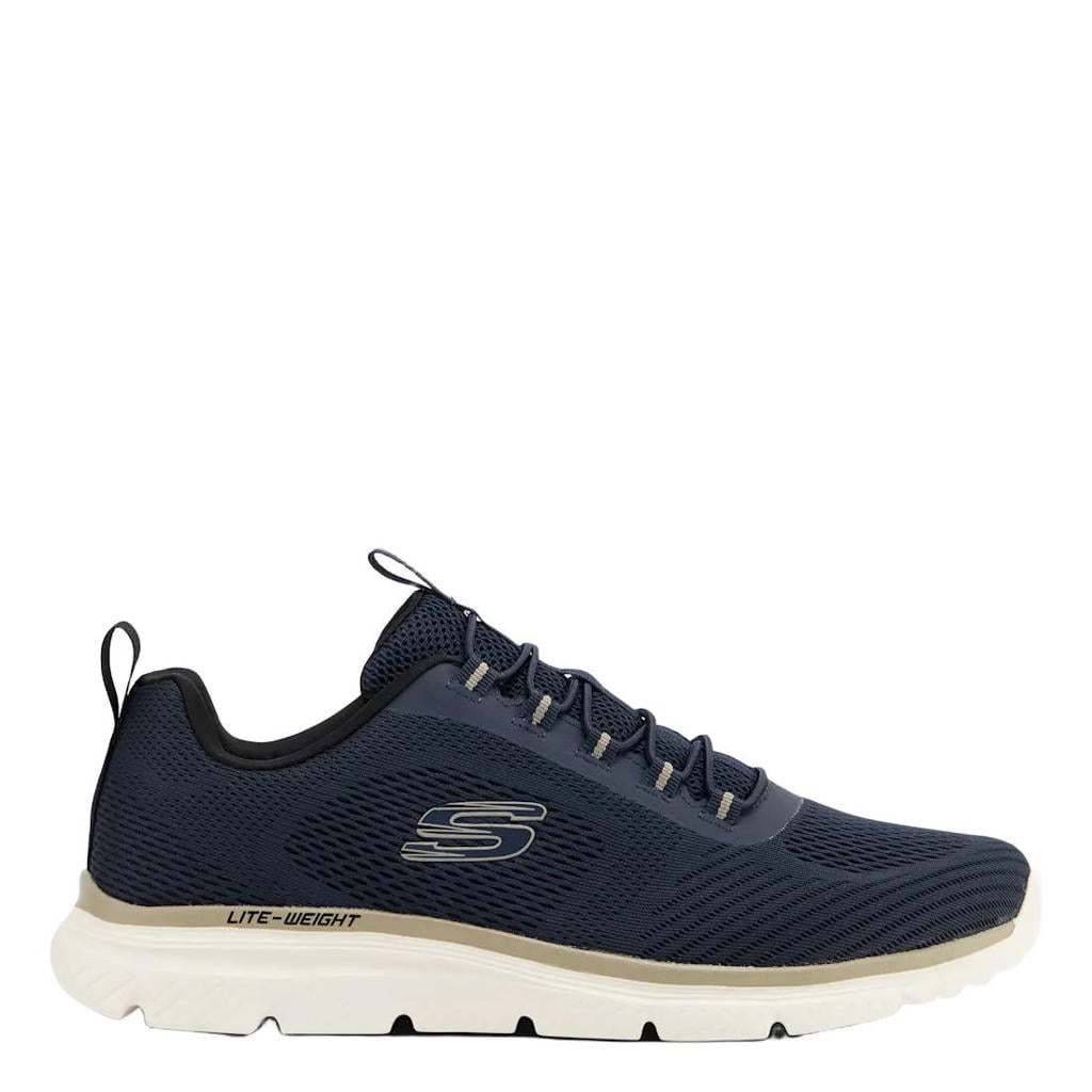 Donkerblauwe heren Skechers Burns 2.0 Slip-on sneakers met logo -