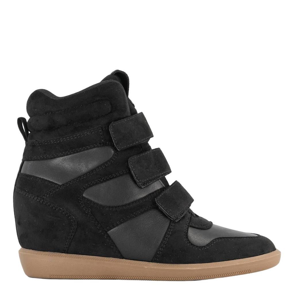 Graceland suède sneakers met sleehak - zwart