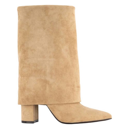 Graceland suèdelook laarzen met blokhak beige
