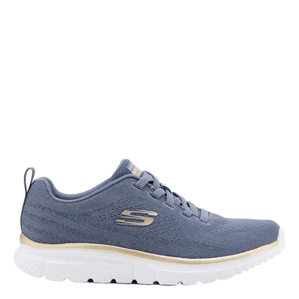 Blauwe dames Skechers Graceful 4.0 slip-on sneakers met logo -