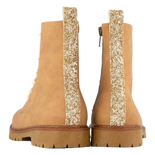 Graceland suèdelook enkelboots met glitters en profielzool camel