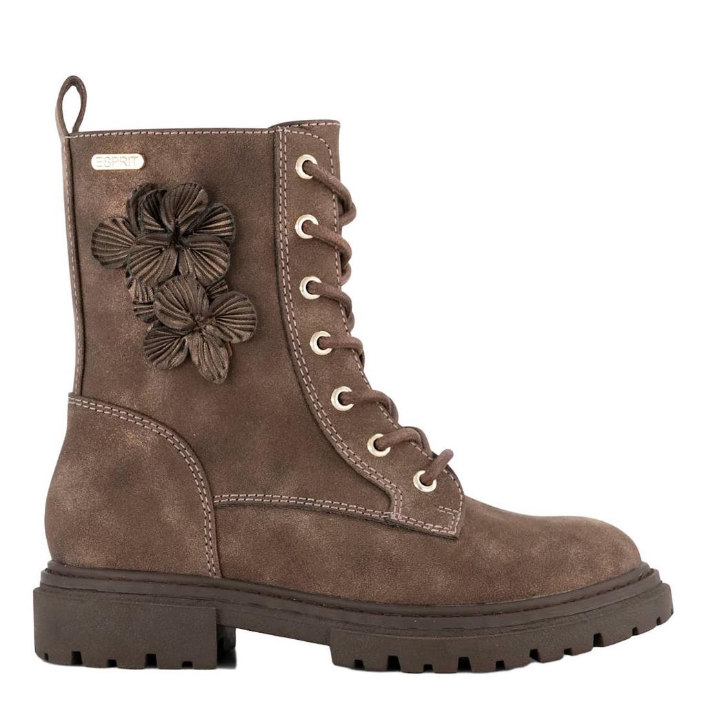 ESPRIT suède veterschoenen met profielzool - bruin