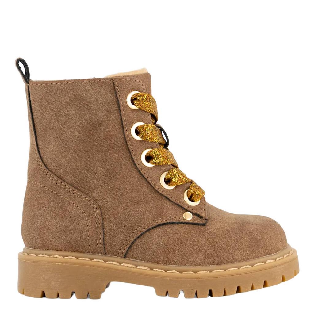 Graceland suèdelook enkelboots met profielzool - bruin