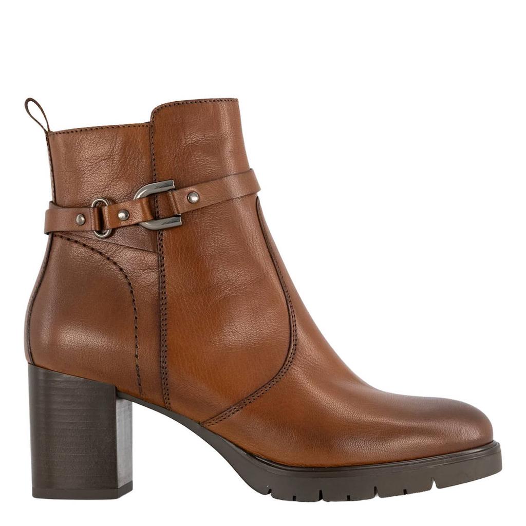 5th Avenue leren enkellaarzen met blokhak - bruin