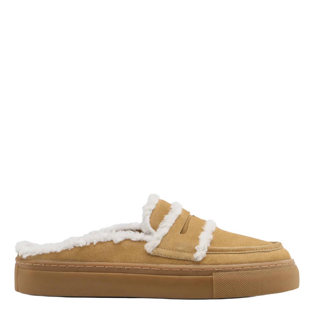 Camelkleurige dames 5th Avenue suède clogs -