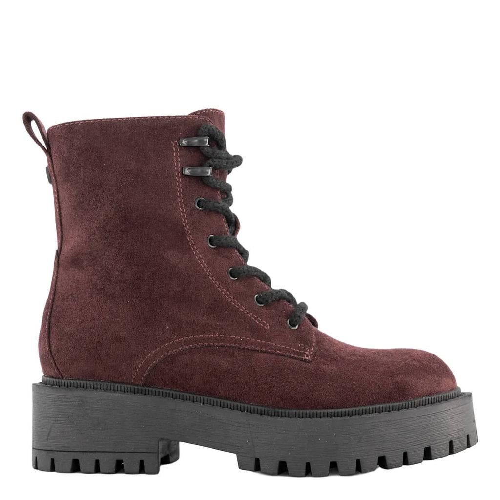 Graceland suède veterboots met profielzool - bordeaux