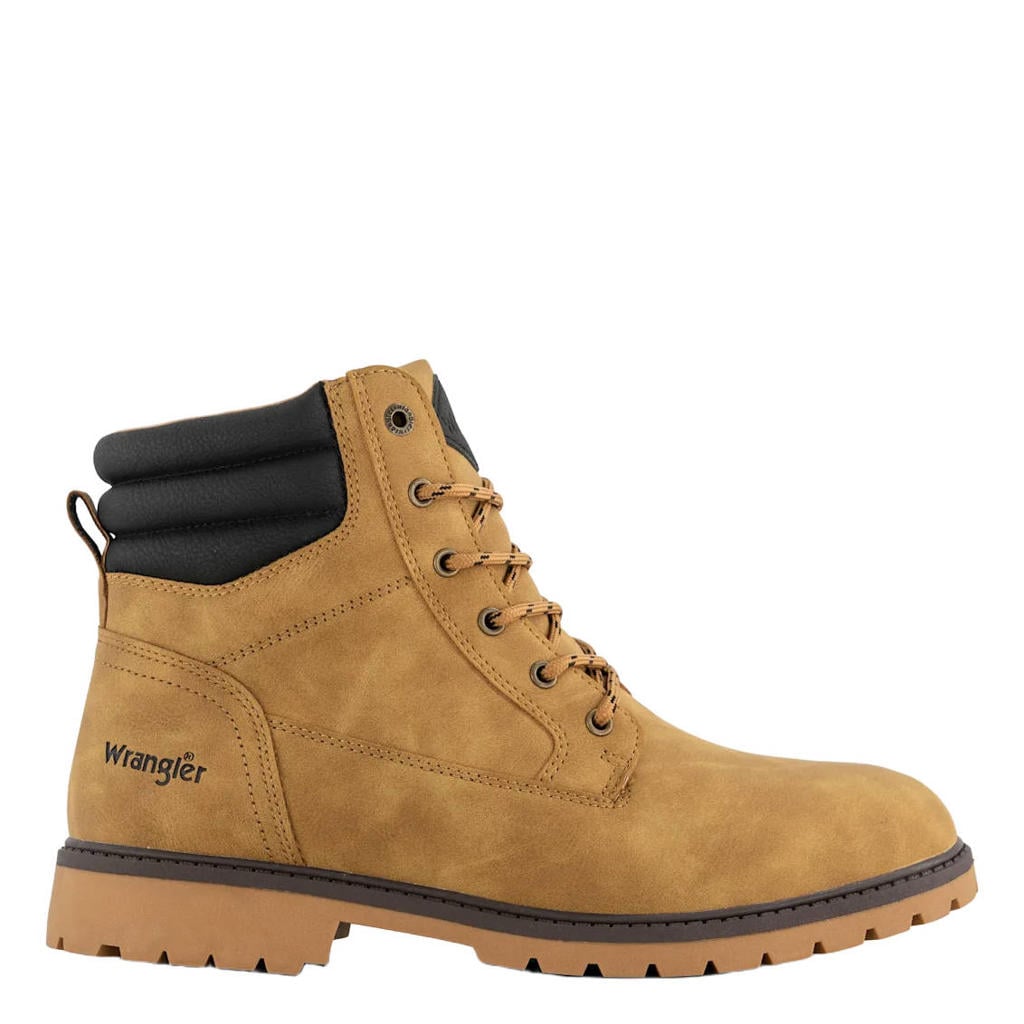 Bruine heren Wrangler veterboots met profielzool -