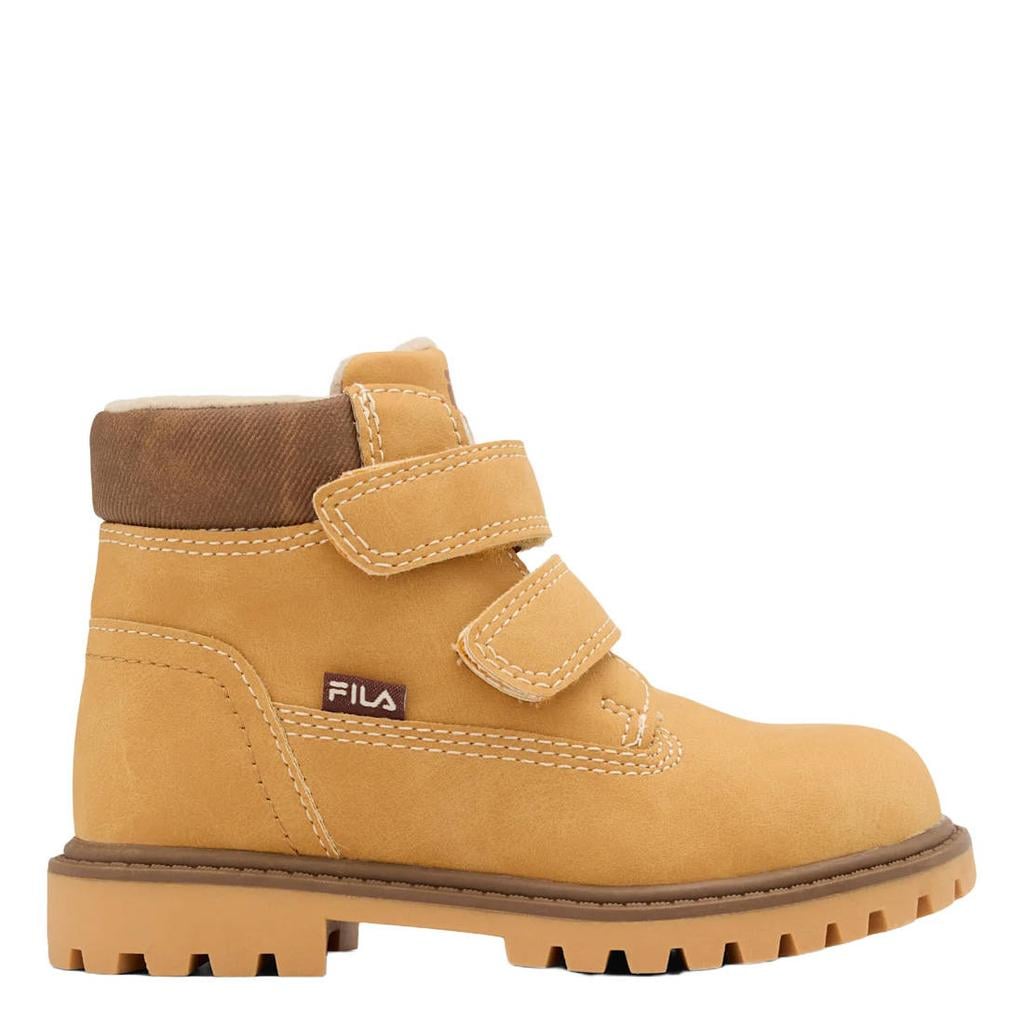 Cognackleurige jongens Fila enkelboots - van textiel/synthetisch met klittenband