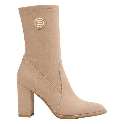 ESPRIT suèdelook enkellaarzen met blokhak taupe