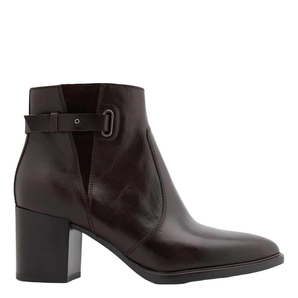 Bruine dames 5th Avenue leren enkellaarzen met blokhak - met ritssluiting