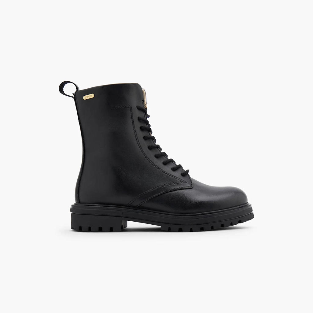 ESPRIT leren enkelboots met profielzool - zwart