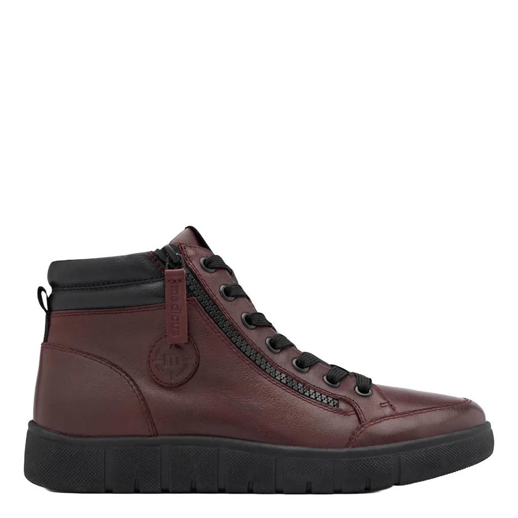Bordeaux dames Medicus leren sneakers - met rits- en vetersluiting