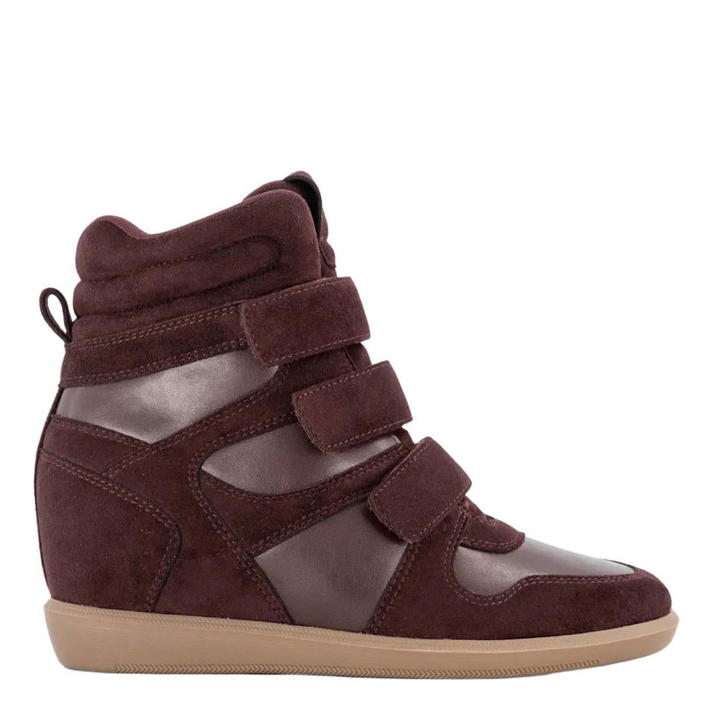 Graceland suèdelook sneakers met sleehak - bordeaux