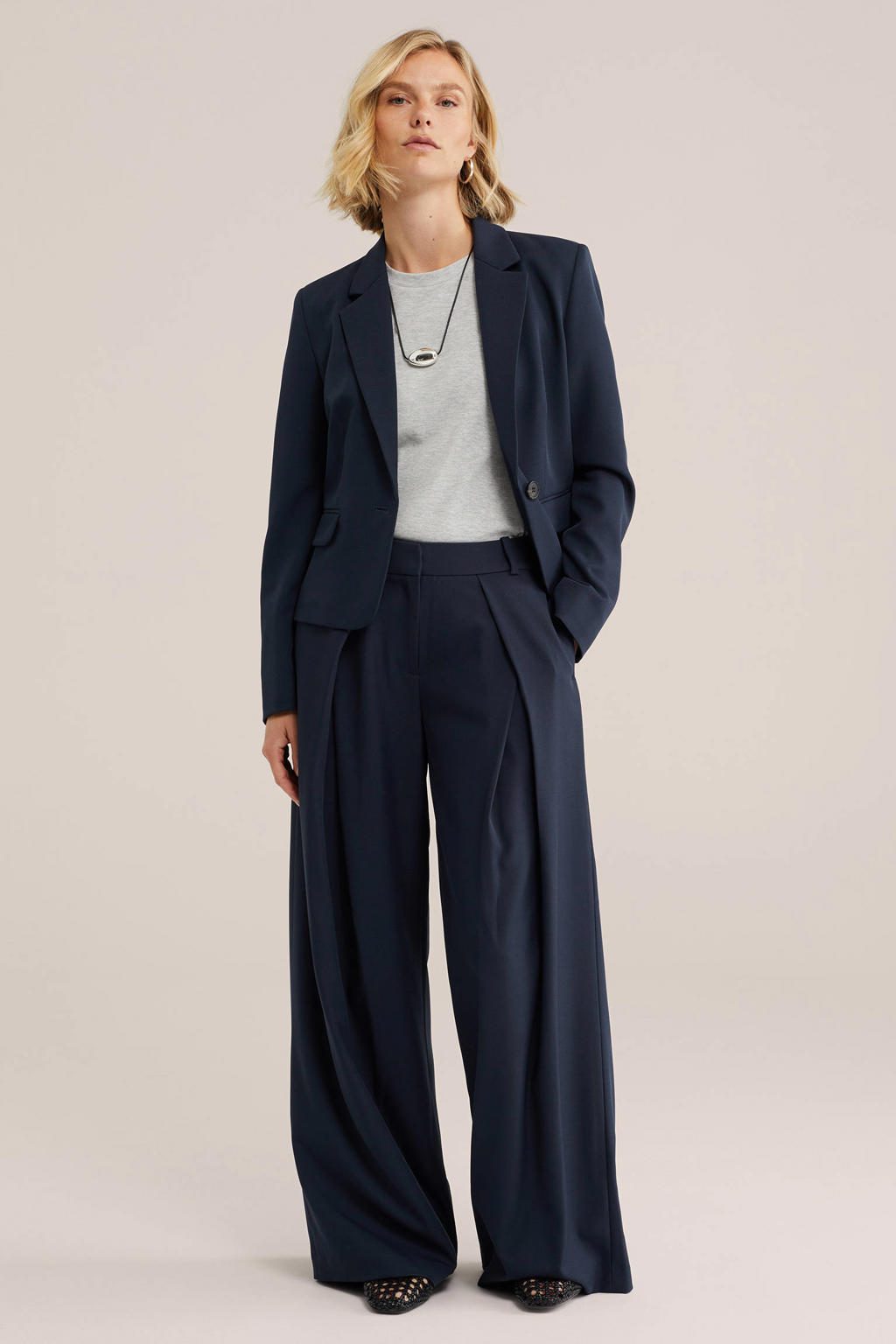 WE Fashion regular blazer - blauw