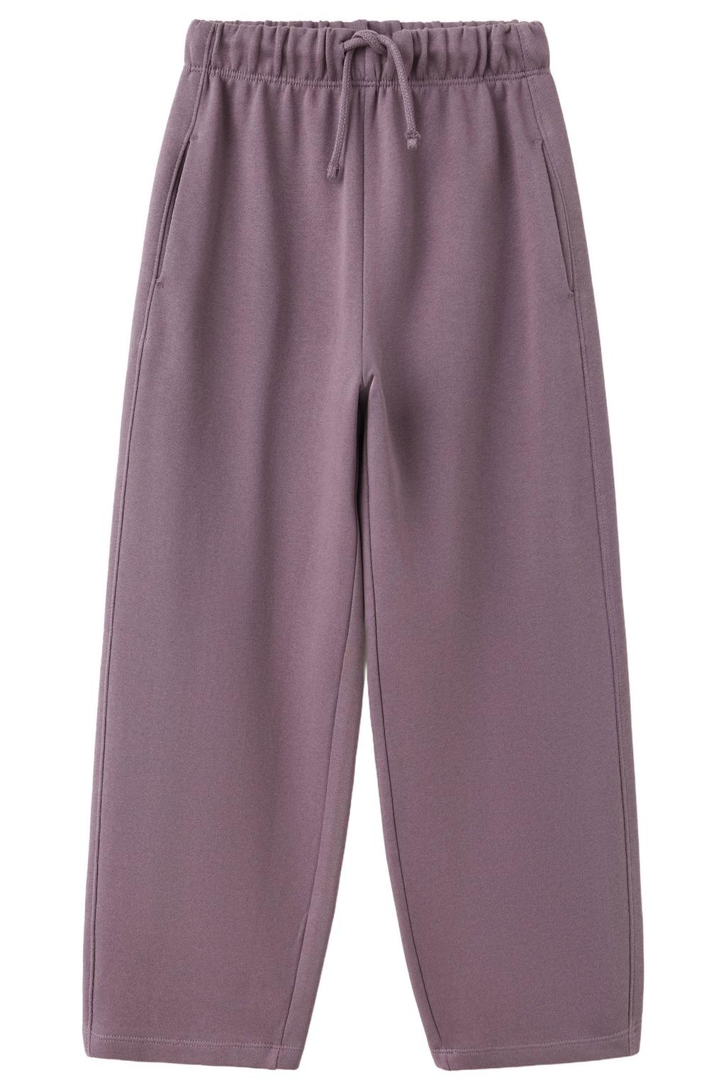 Paarse meisjes Mango Kids loose fit joggingbroek van sweat materiaal met elastische tailleband met koord en effen