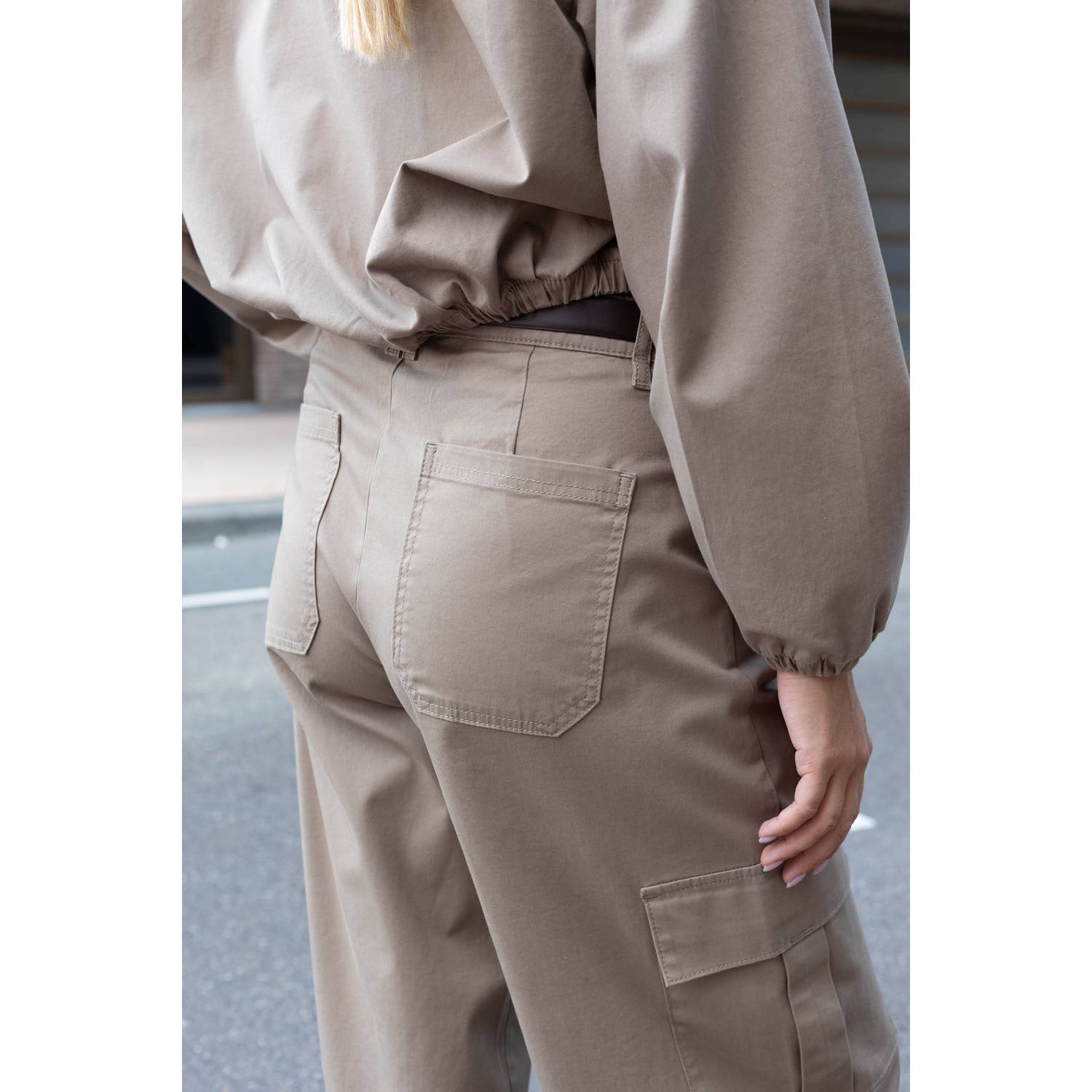 Para Mi wide leg cargobroek beige