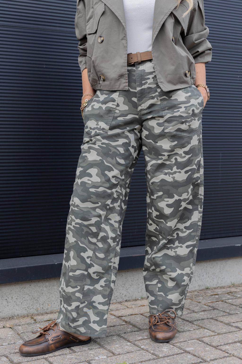 Para Mi camouflage barrel jeans - groen