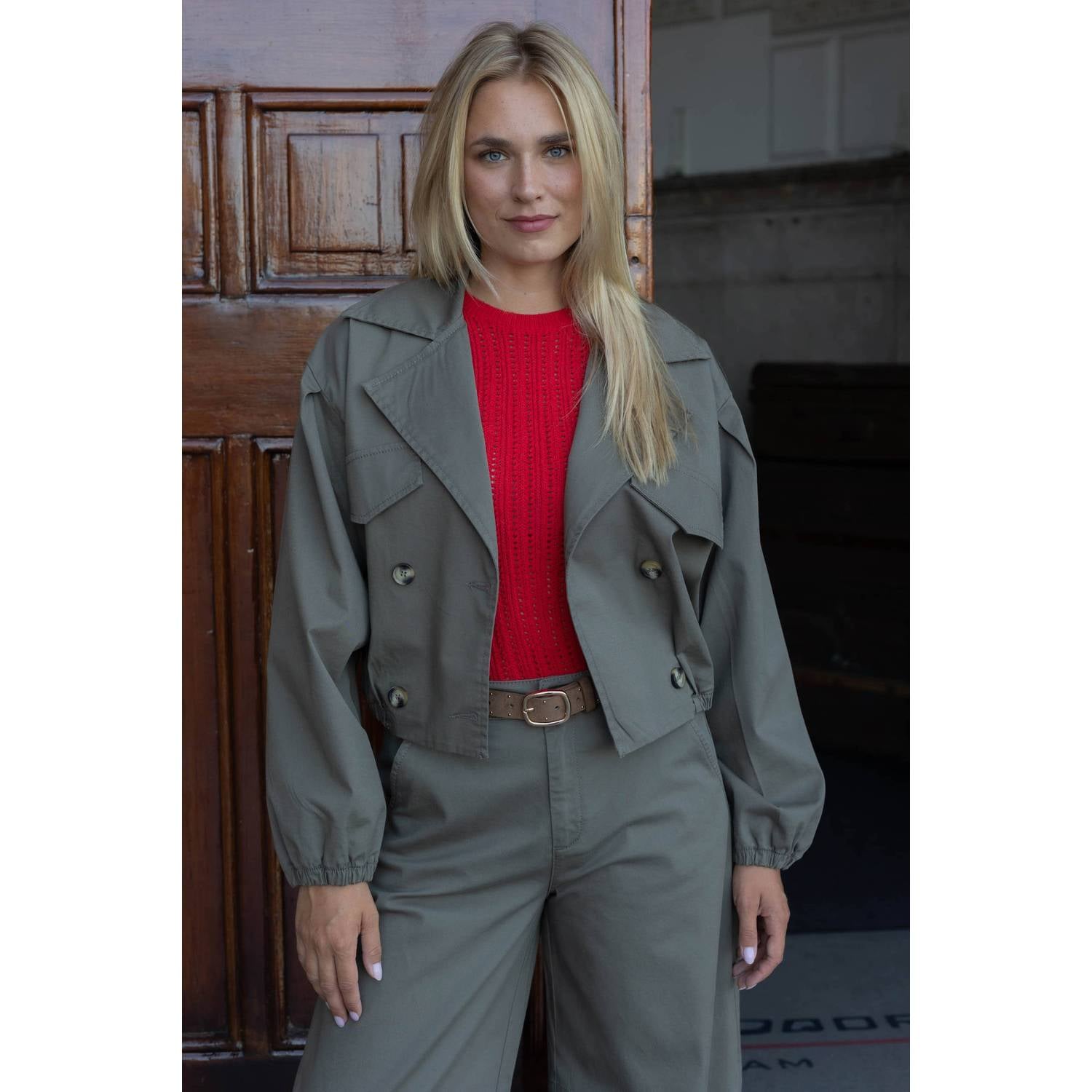 Para Mi trenchcoat donkergroen