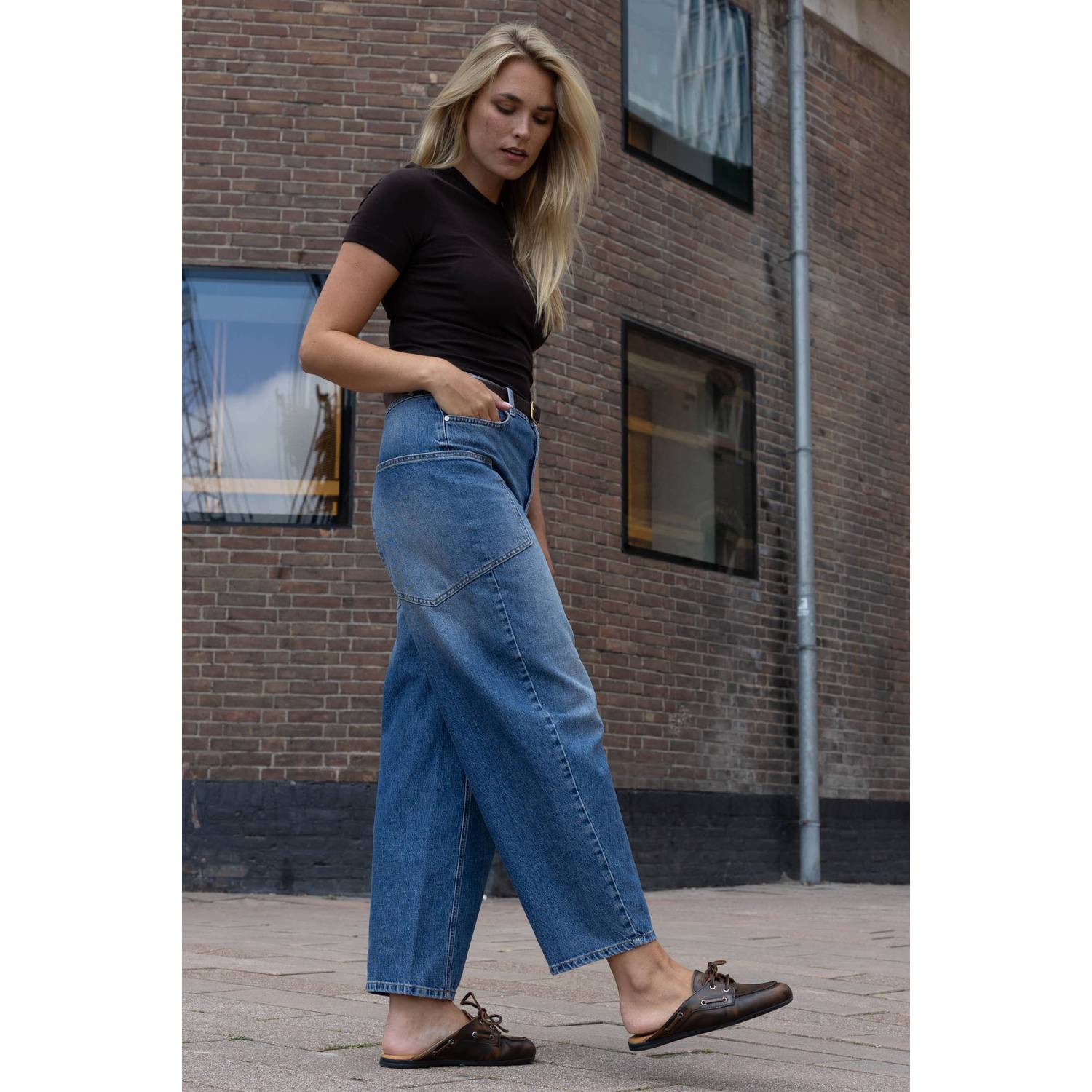 Para Mi barrel jeans medium blue denim