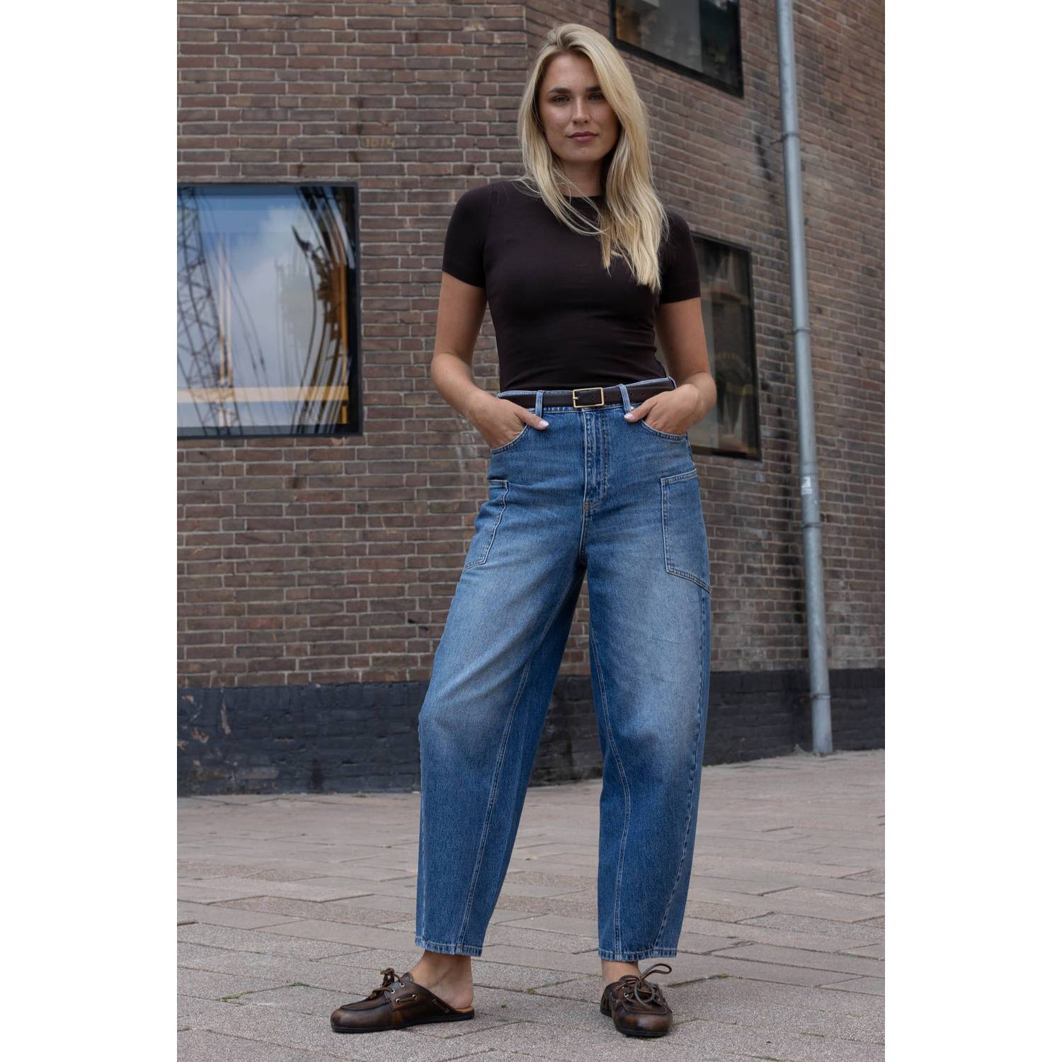Para Mi barrel jeans medium blue denim