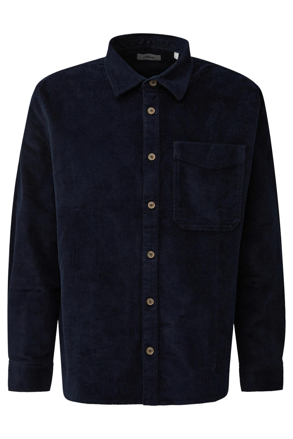 s.Oliver Big Size relaxed fit corduroy overhemd - blauwzwart
