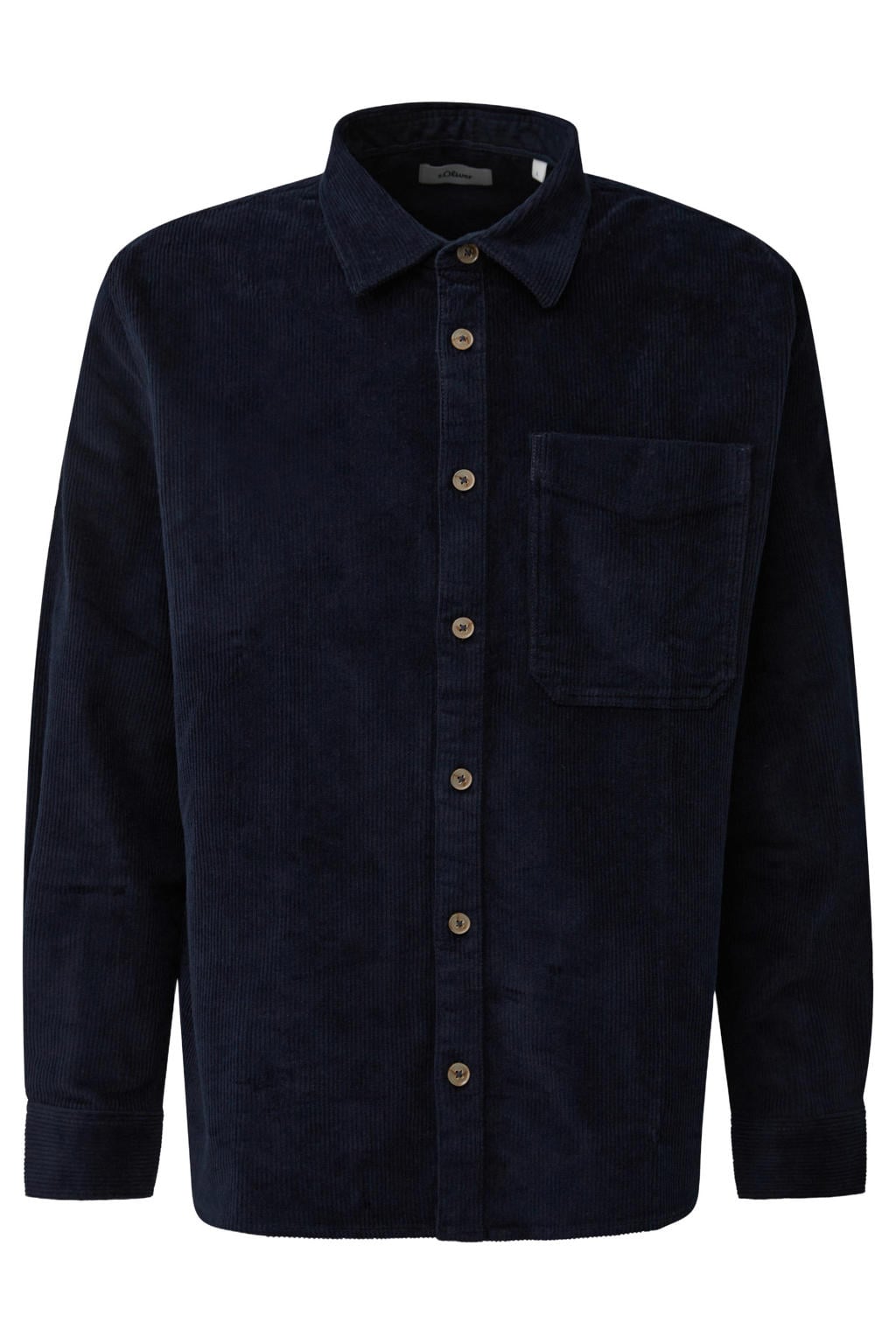 s.Oliver Big Size relaxed fit corduroy overhemd - blauwzwart
