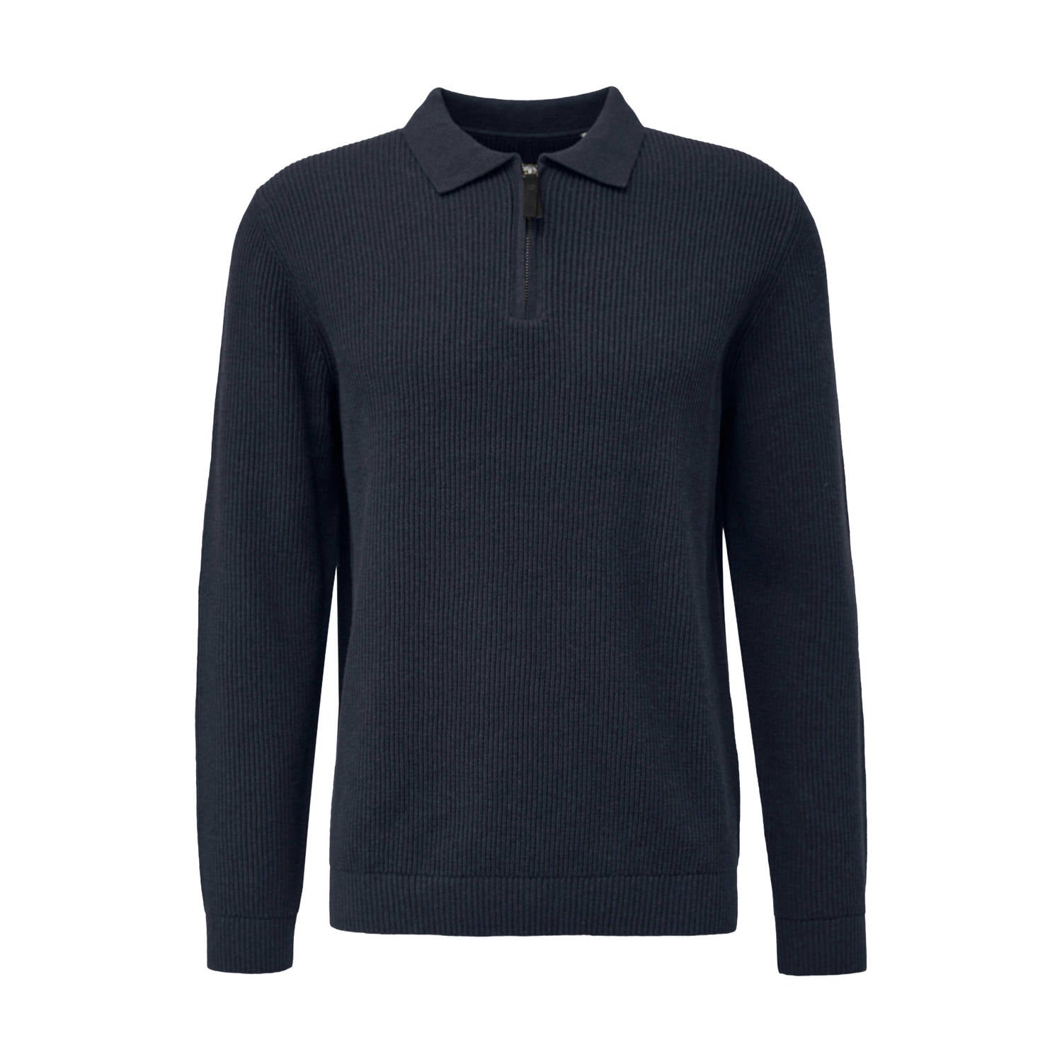 S.Oliver Big Size Plus Size katoenen regular fit gebreide trui blauwzwart