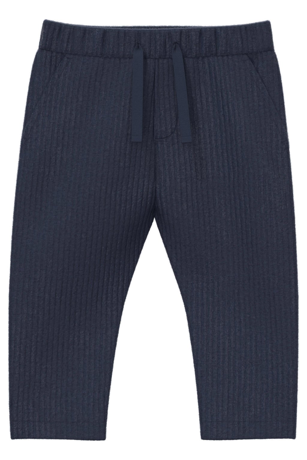 Marineblauw jongens s.Oliver katoenen babybroek blauw met elastische tailleband met koord