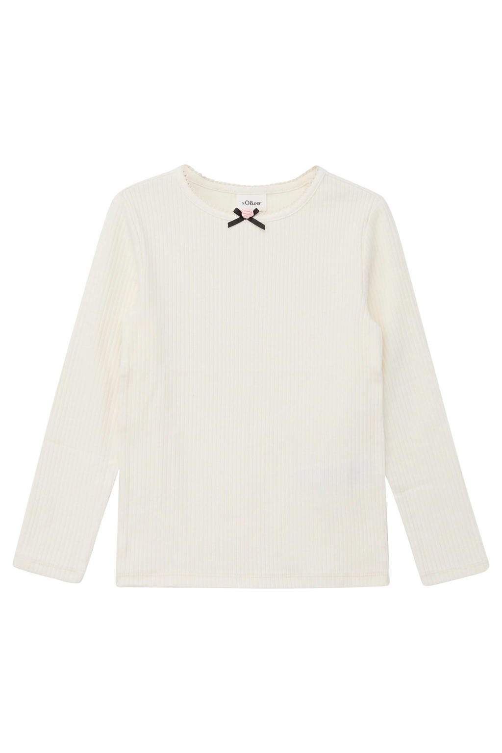 Witte meisjes s.Oliver van katoen met effen, lange mouwen, ronde hals en rib gebreide details