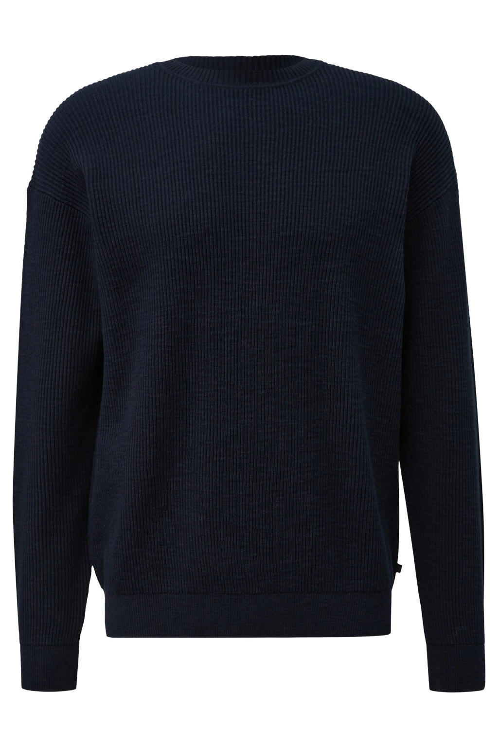 s.Oliver Big Size katoenen regular fit gebreide trui - blauwzwart