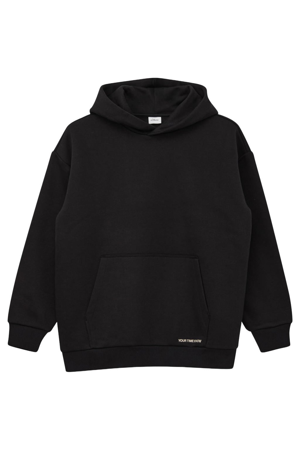 Zwarte jongens s.Oliver sweater met backprint, lange mouwen en capuchon