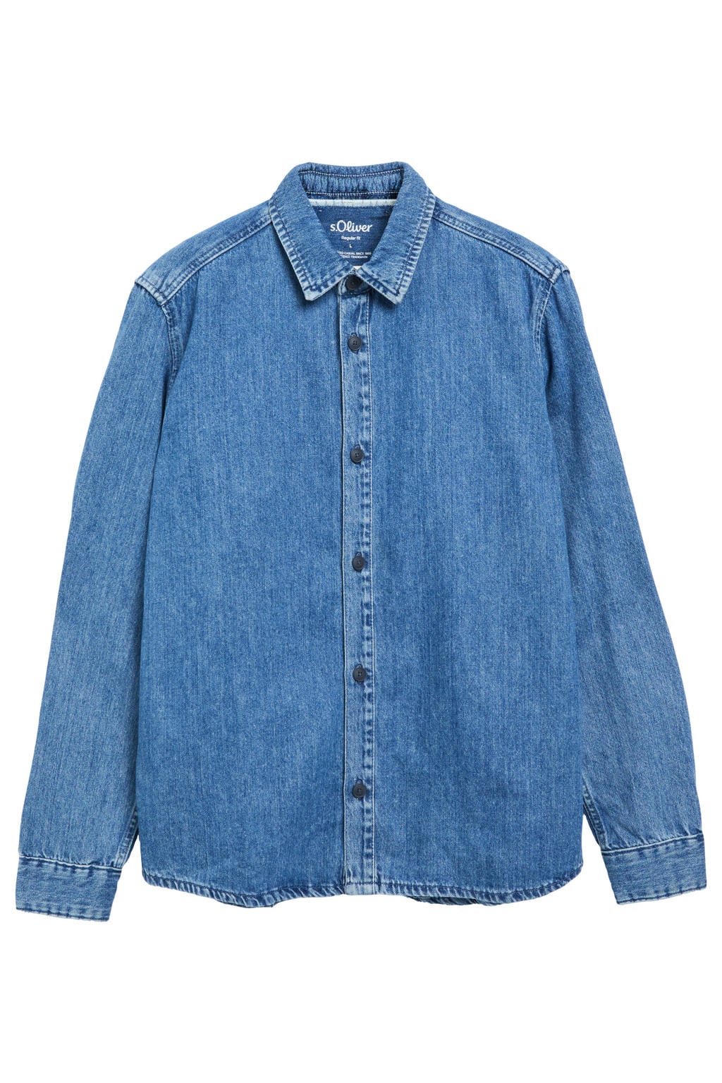s.Oliver denim regular fit overhemd - blauw