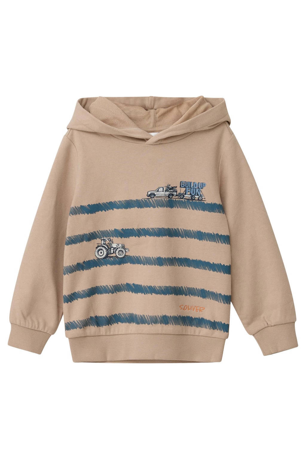 s.Oliver hoodie met print - beige/blauw