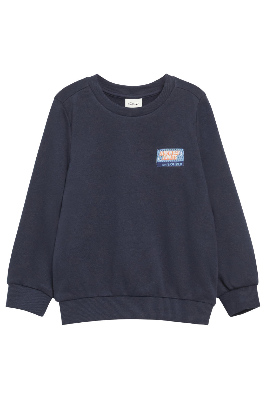 s.Oliver sweater met backprint - donkerblauw