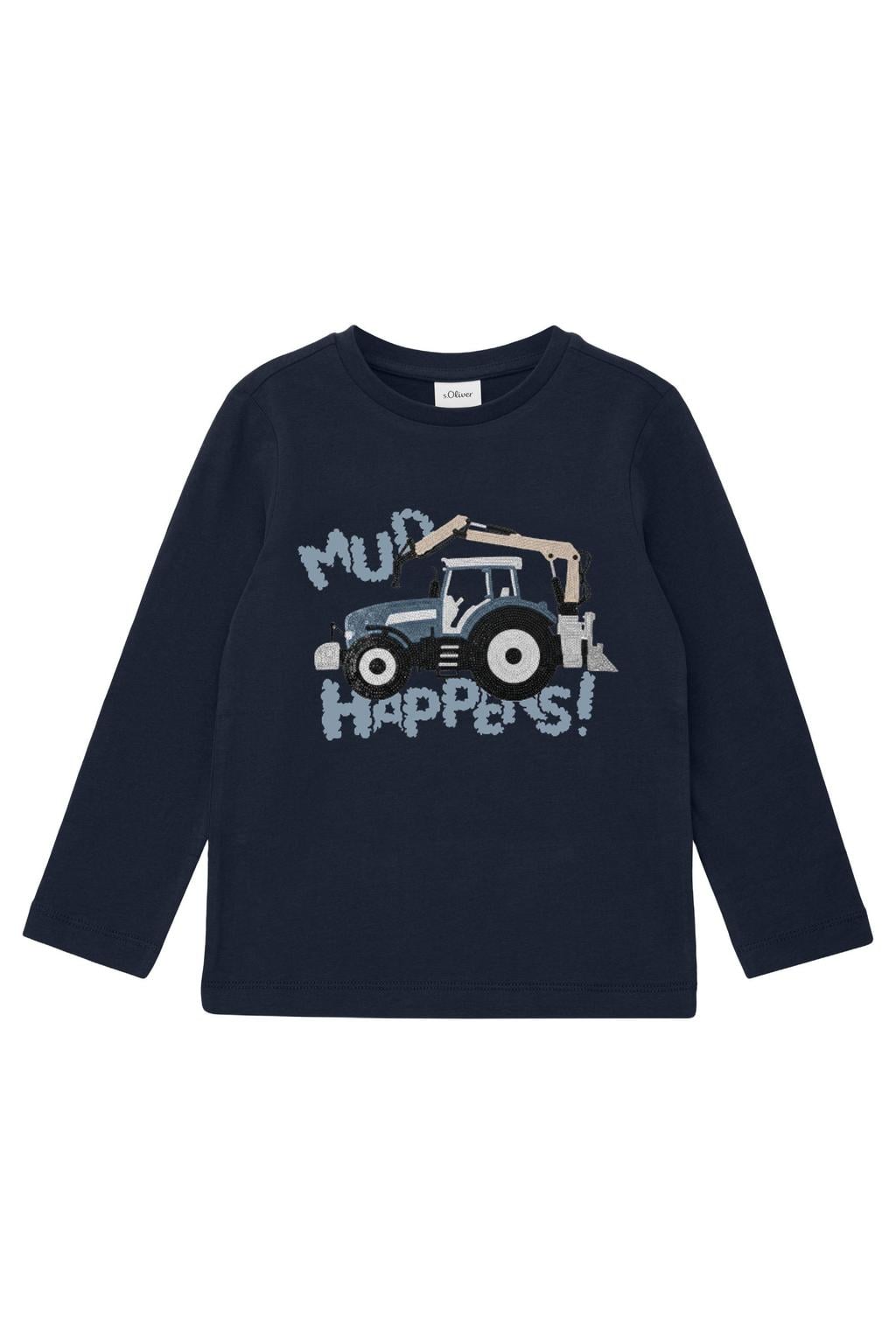 s.Oliver longsleeve met pailletten - donkerblauw