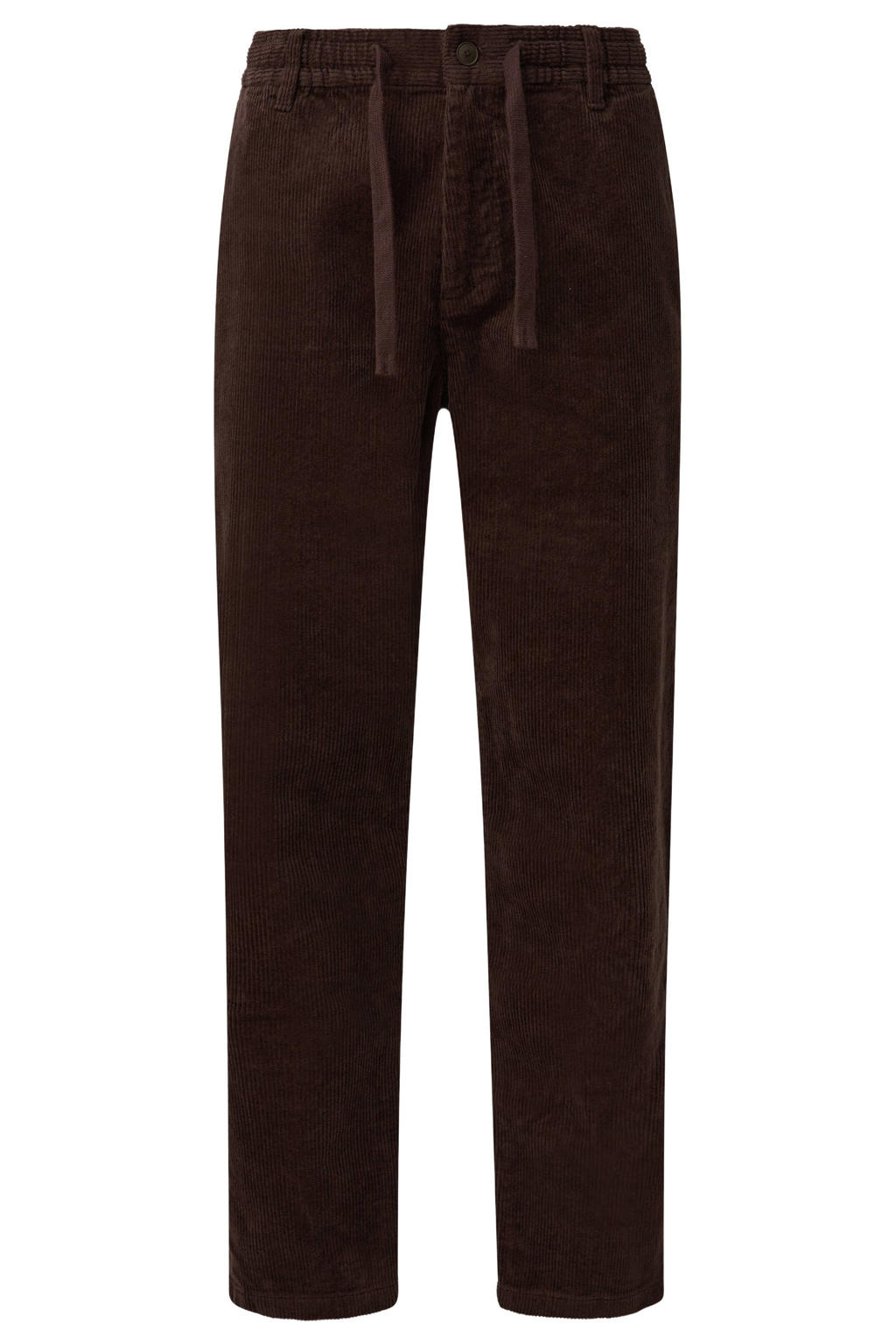 s.Oliver corduroy straight leg casual broek - donkerbruin