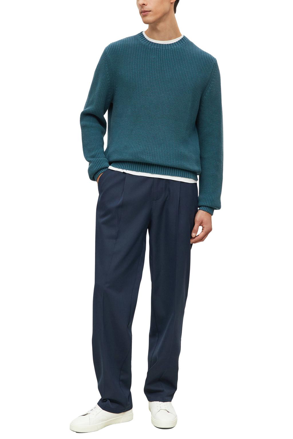 s.Oliver katoenen regular fit gebreide trui - blauw