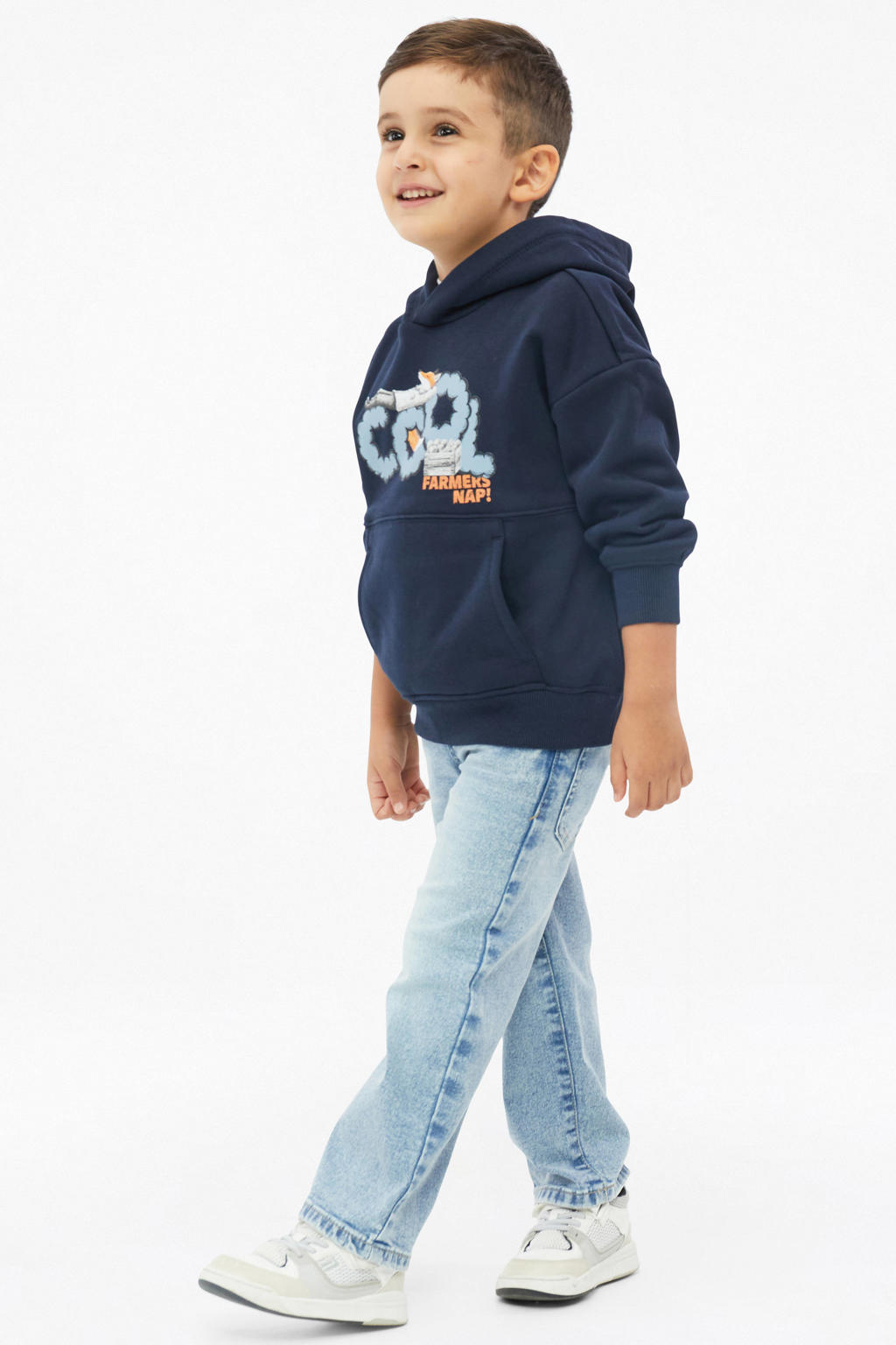 s.Oliver hoodie met print - donkerblauw