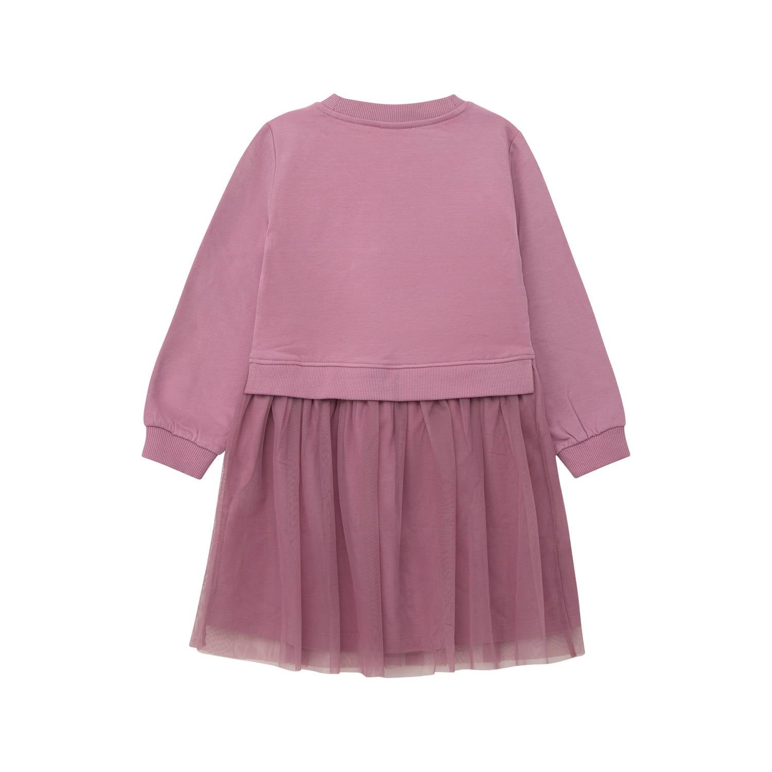 s.Oliver midi sweatjurk met glitters en tekst roze