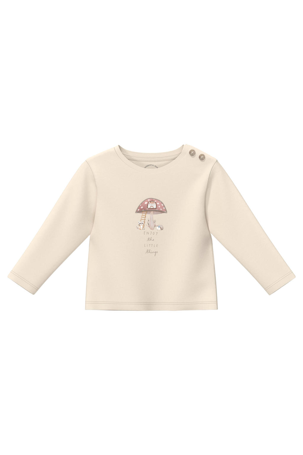 Ecru jongens s.Oliver longsleeve van katoen met printopdruk, lange mouwen en ronde hals