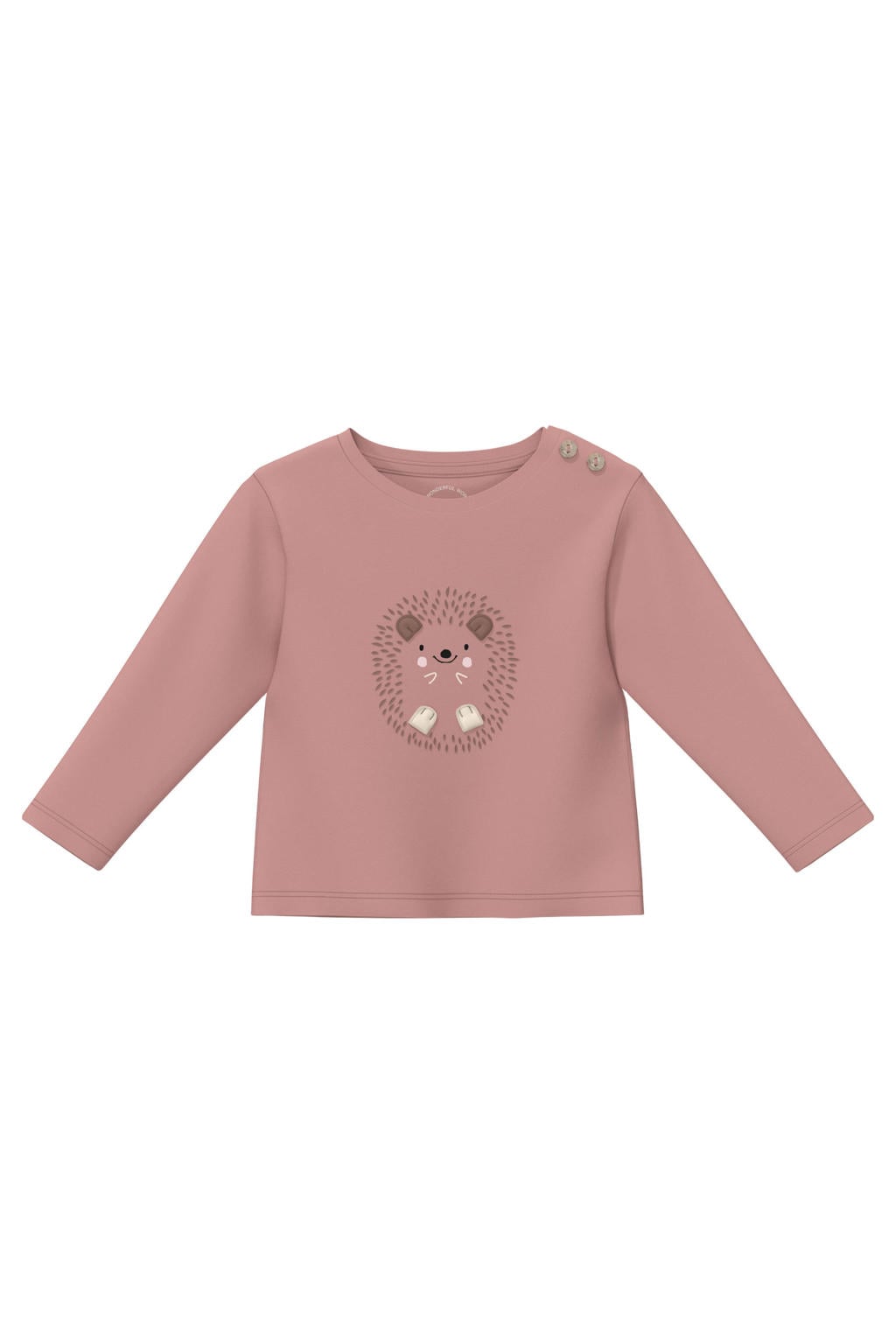 Oudroze jongens s.Oliver longsleeve van katoen met printopdruk, lange mouwen en ronde hals