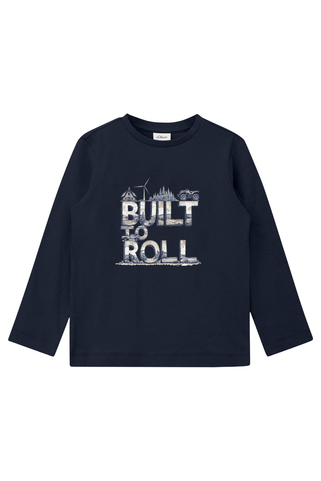 s.Oliver longsleeve met print en tekst - marine