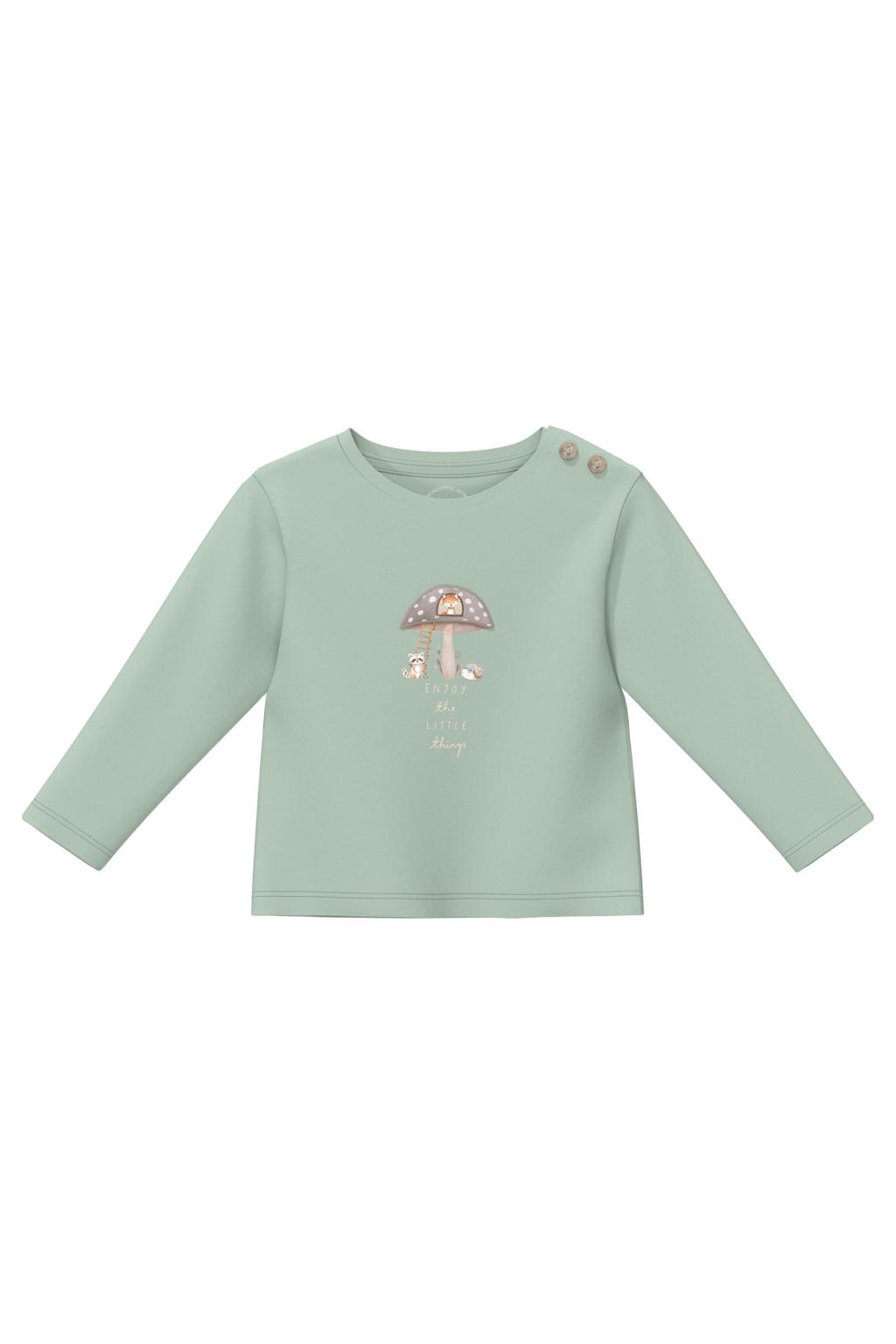Lichtgroene jongens s.Oliver longsleeve van katoen met printopdruk, lange mouwen en ronde hals