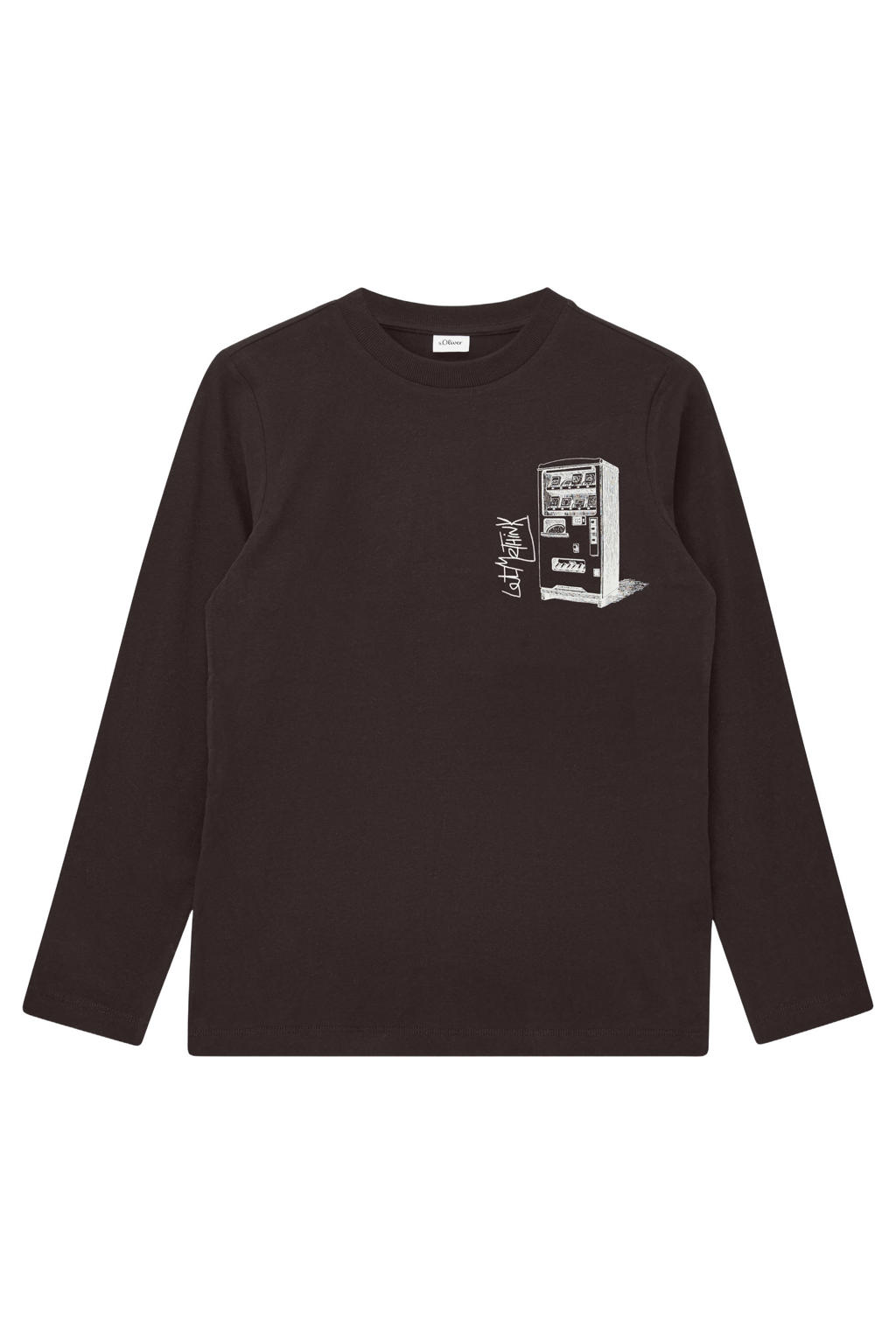 s.Oliver longsleeve met print - donkerbruin
