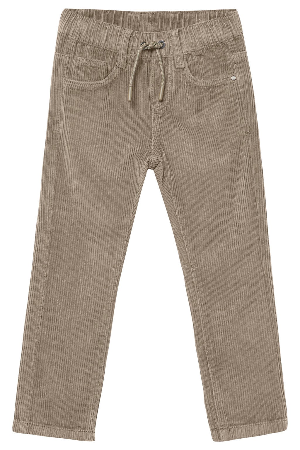 Beige jongens s.Oliver corduroy casual broek van polyester met elastische tailleband met koord en effen