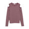 s.Oliver gestreepte longsleeve met cut-out - aubergine/ecru